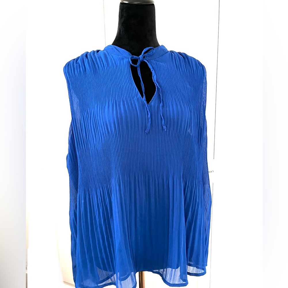 Ellen Tracy Cobalt Sleeveless Pleat & Release Top sz XL - Picture 11 of 13